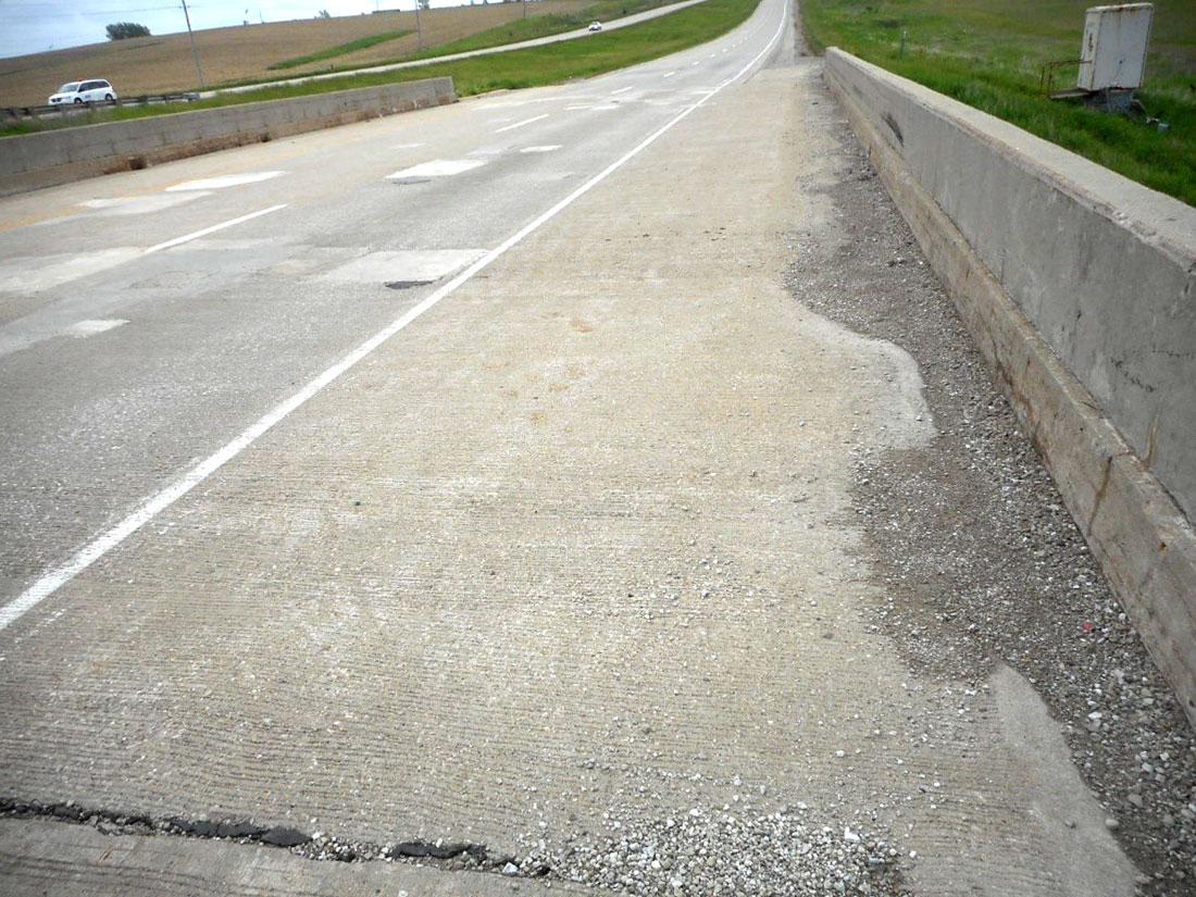 Close-up of concrete bridge deck