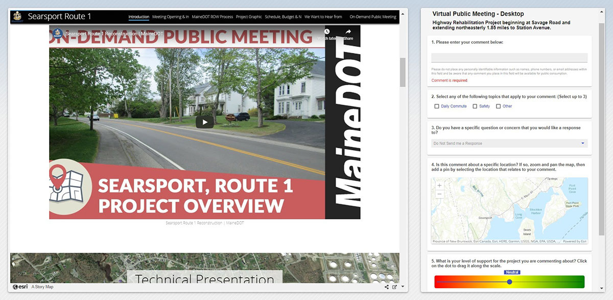 Screen capture of a project page on the MaineDOT website