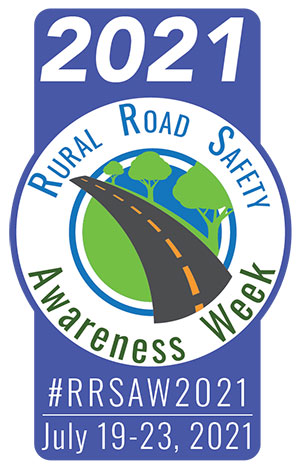 Rural Road Safety Awareness Week logo featuring the hashtag #RRSAW2021