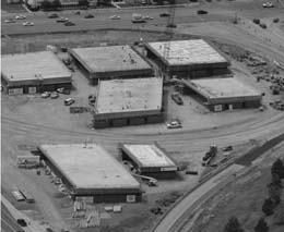 An aerial photograph of prefabricated bridge sections at the Utah DOT's 'bridge farm' on I-80 that awaits use on a project.