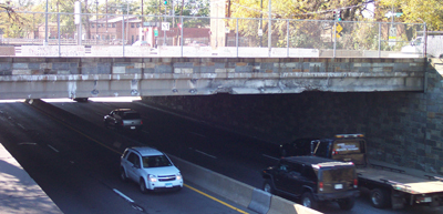 The District DOT is using prefabricated bridge components to speed reconstruction of the Eastern Avenue Bridge, shown here before the project began.