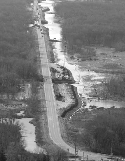 Temporary bypasses like this one will keep traffic flowing and remove construction workers from harm's way while new bridges are built on Wisconsin 25.