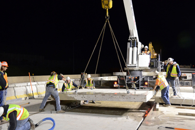 The Utah Department of Transportation demonstrated rapid repair of concrete pavement with precast panels at a Highways for LIFE showcase in Salt Lake City. More than 200 transportation professionals from across the United States took advantage of the opportunity to learn about the design, construction and installation of a new type of precast panels on a section of Interstate 215. The panels speed up the repair process, minimize traffic disruption and boost durability.