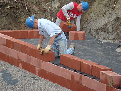 Workers constructing a GRS Bridge Abuttment