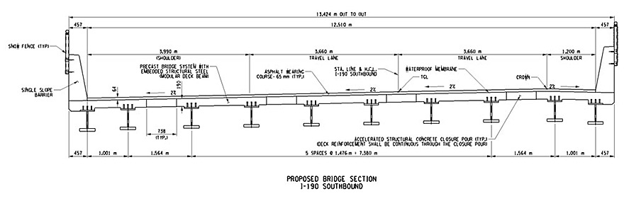 Digram of Proposed Bridge Section (I-190 Southbound)