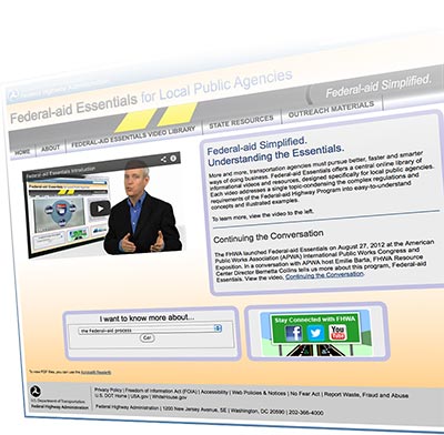 Screen capture of the website for Federal-aid Essentials for Local Public Agencies