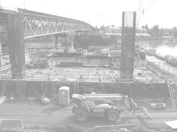 Foundation work is under way for the new bridge.