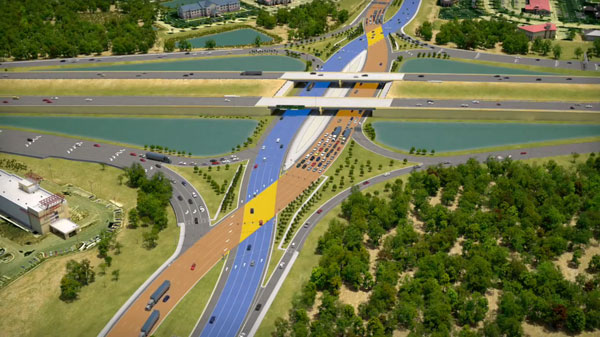 See overview of Florida’s first diverging diamond interchange.