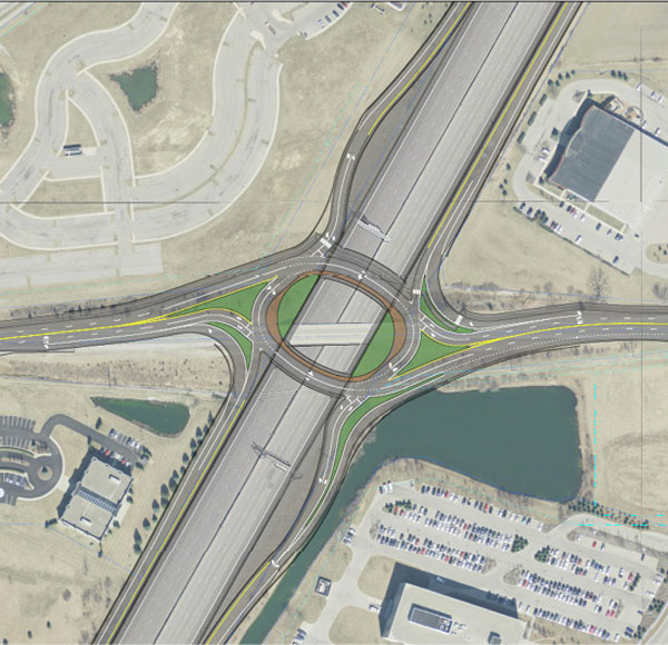 Indiana Department of Transportation oval shaped roundabout