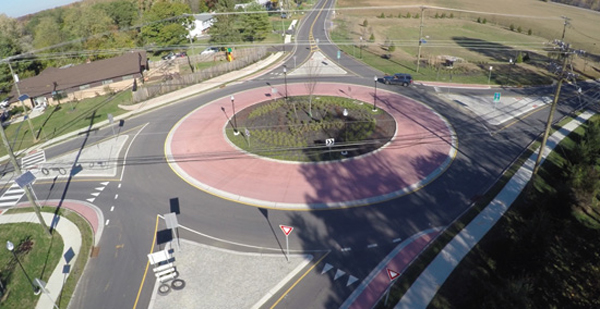 Roundabout at a rural intersection