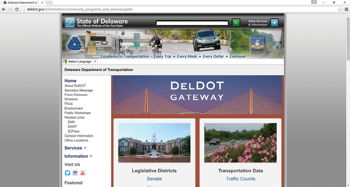 DelDOT Gateway website screenshot