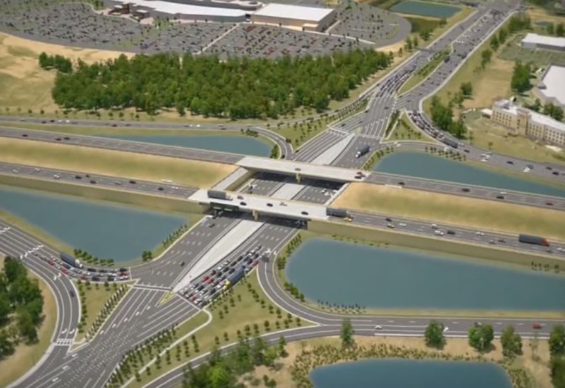 Aerial rendering of the I-75 DDI in Florida.