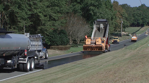 In-process pavement preservation on a two-lane highway.