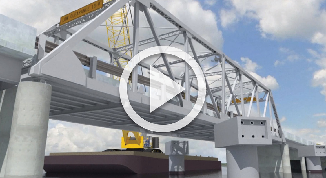 Screenshot from the Iowa Department of Transportation Sabula Bridge replacement project video. Click here to view the video.