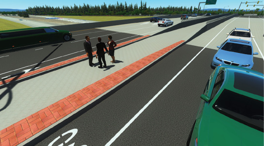 3D model of diverging diamond interchange.