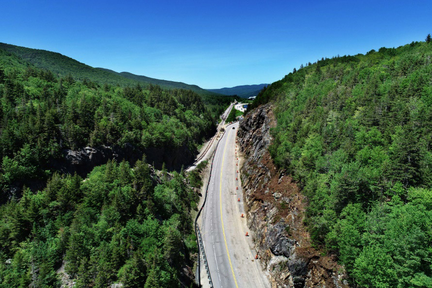 Aerial image of Route 302 rock slope.