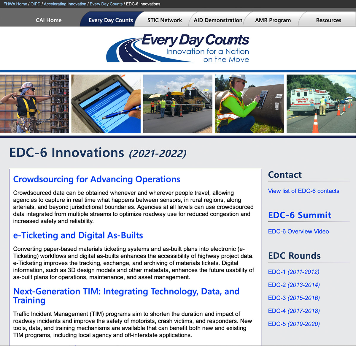 Web browser image for Every Day Counts website