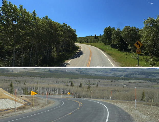 Montana DOT added to Highway 89 added Wider shoulders and edge line rumble strips