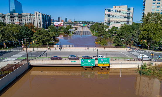 a flooded section of Interstate Highway