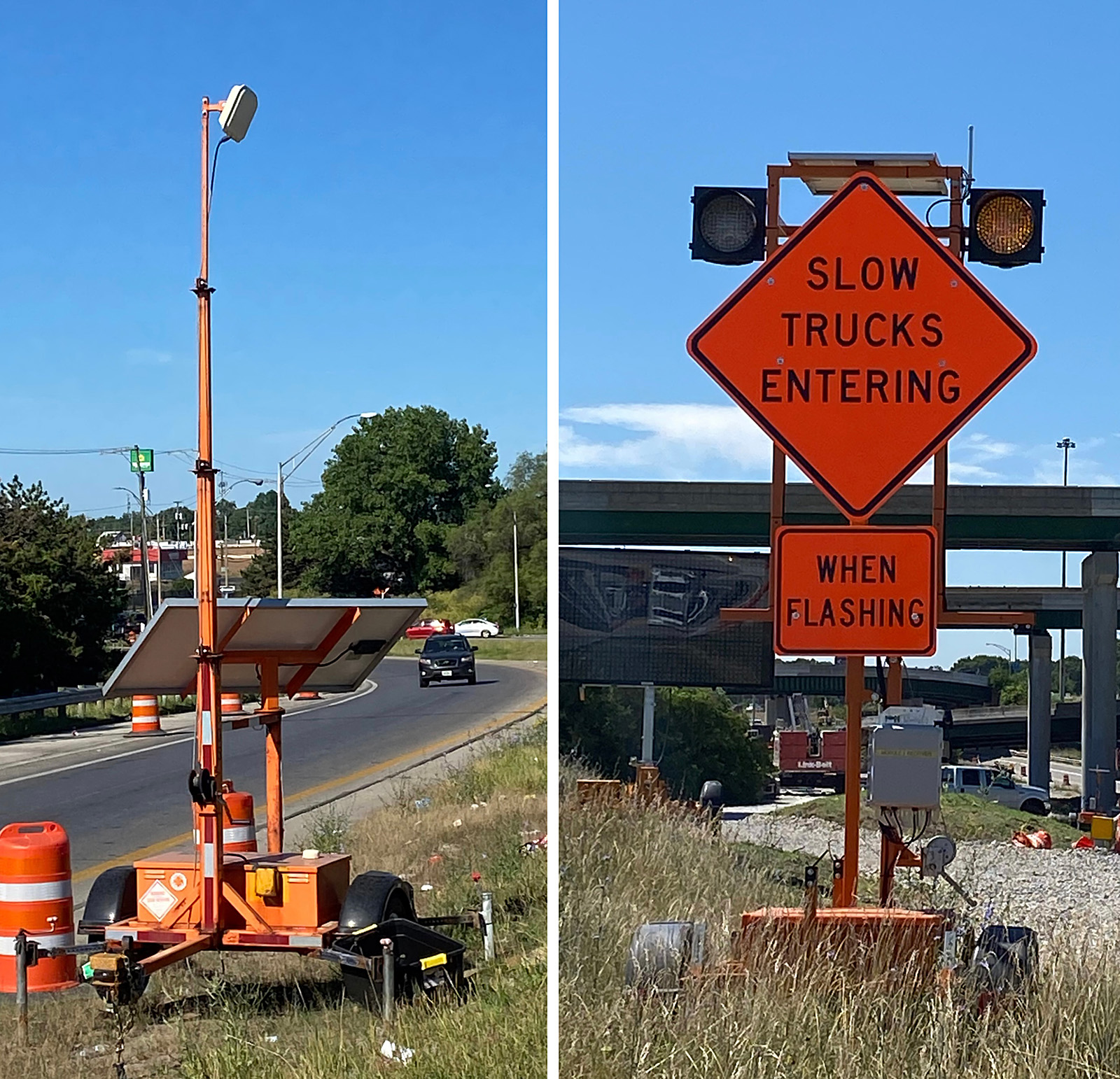 Ohio DOT deployed queue detection systems and flashing signs at construction exits for its I-70/71 project in downtown Columbus.