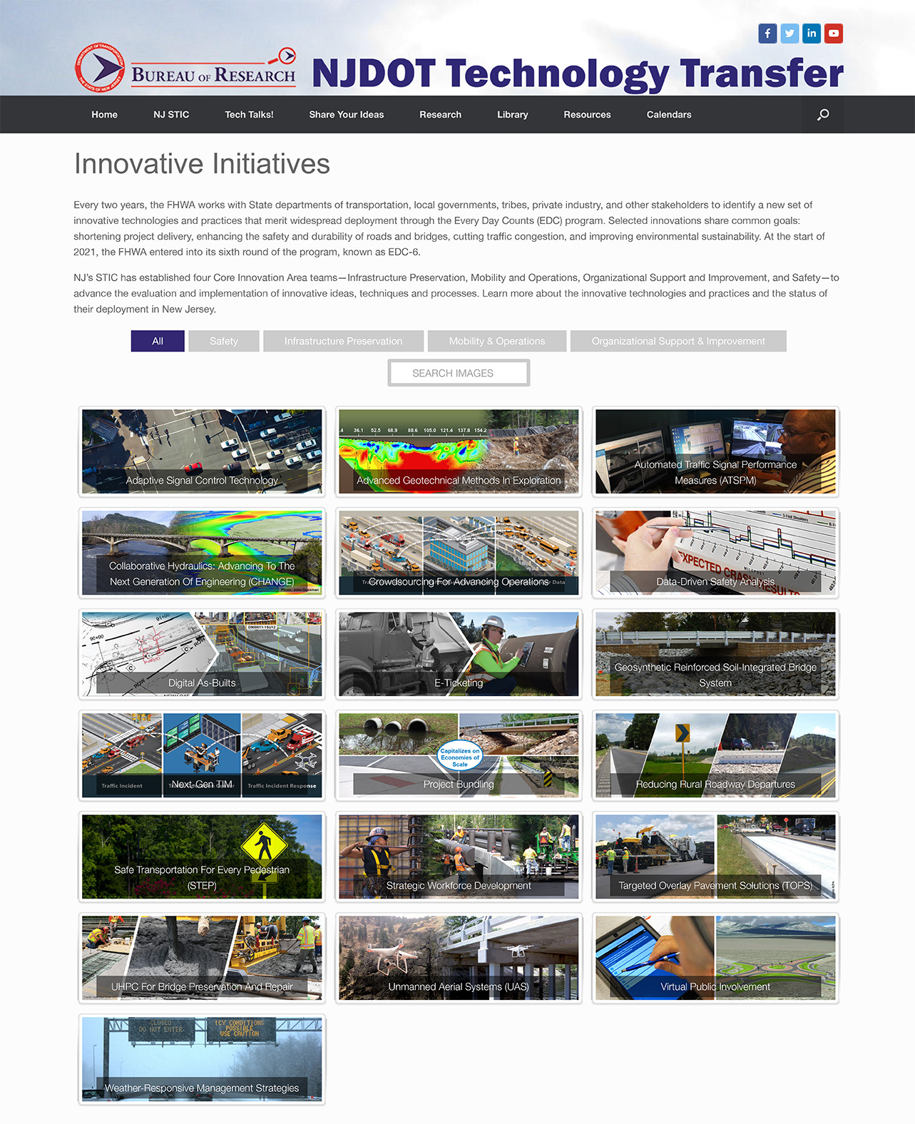 Website page for the New Jersey STIC Innovation Initiatives.