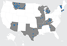 Map of Increased Federal-share for Project-level Innovation
