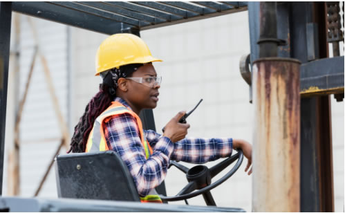 Woman forklift driver