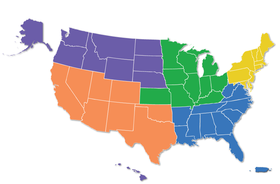 Map of FHWA Region Transportation Workforce Centers