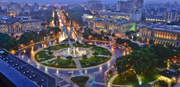 Aerial view of nighttime city