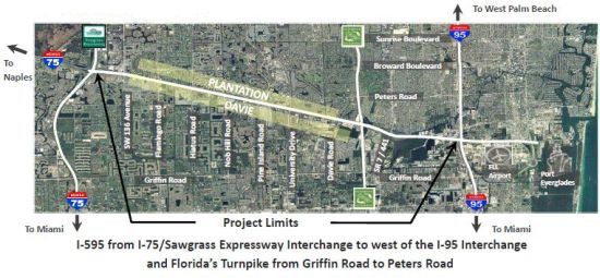 I-595 from I-75/Sawgrass Expressway Interchange to west of the I-95 Interchange and Florida's Turnpike from Griffin Road to Peters Road 