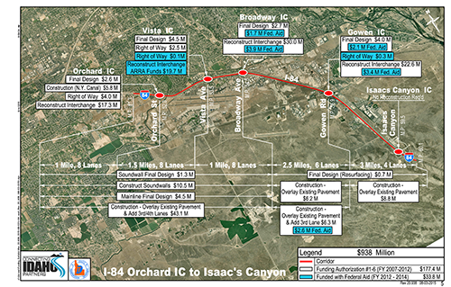 I-84 Orchard IC to Isaac's Canyon map
