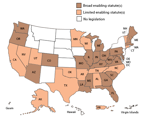 US map: States with P3 Legislation