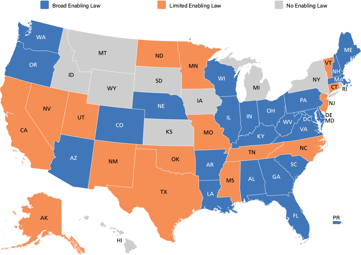 US map: States with P3 Legislation