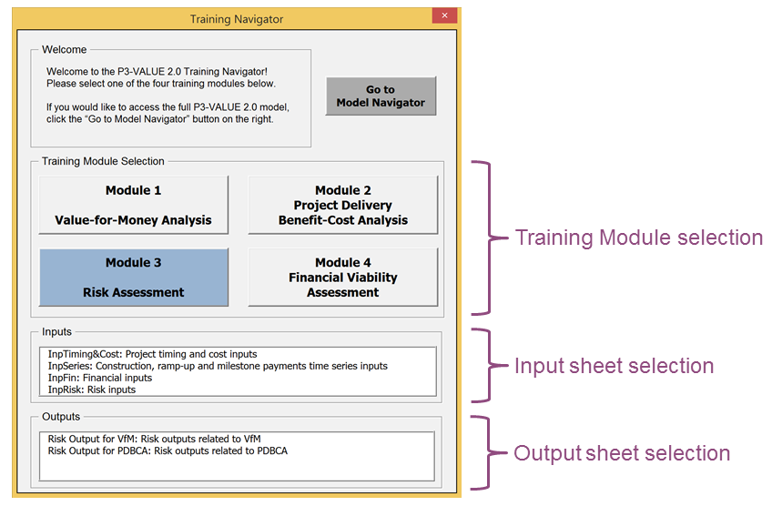 Training Navigator User Interface