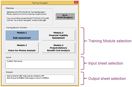 Training Navigator sample screen