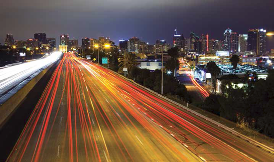 Night freeway timelapse photo