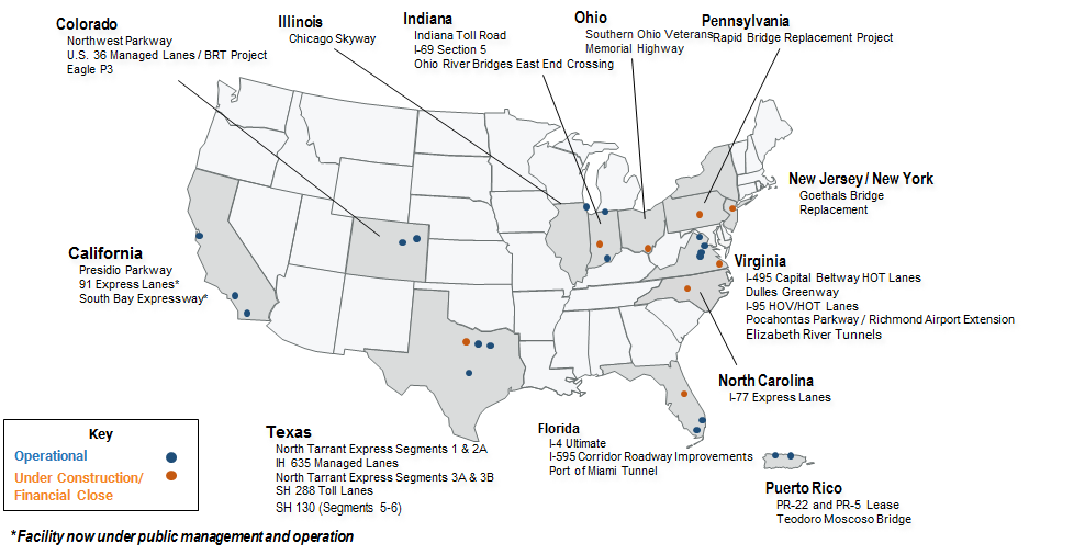 U.S. P3 Concessions by Status Map