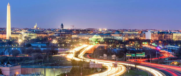 Time elapsed night view of Washington DC