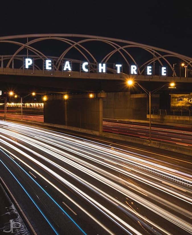 Nighttime time lapse of the Midtown Alliance Peachtree Street, North Bridge Enhancements