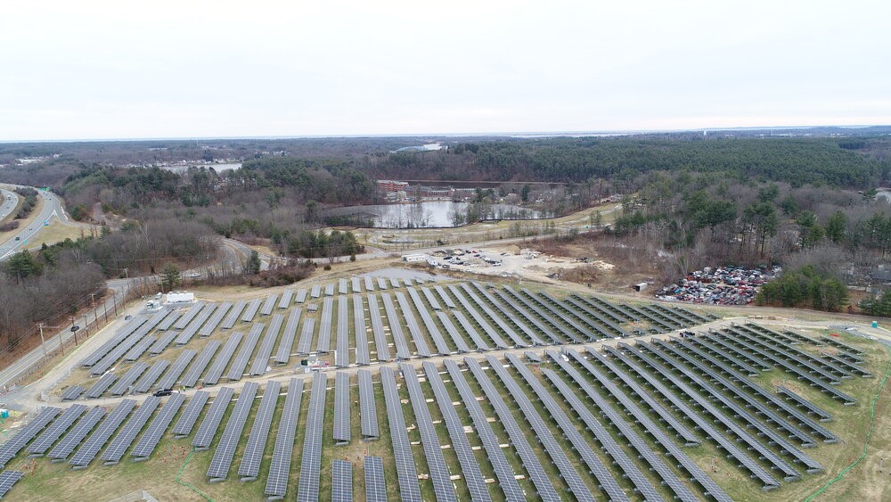 Ariel view of solar farm.