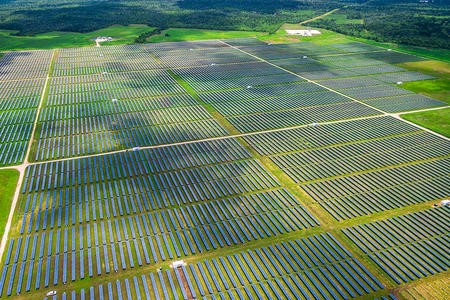 Aerial view of solar garden.