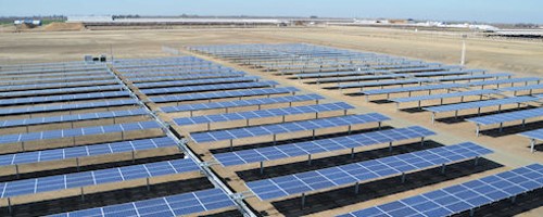 Ariel view of solar farm.