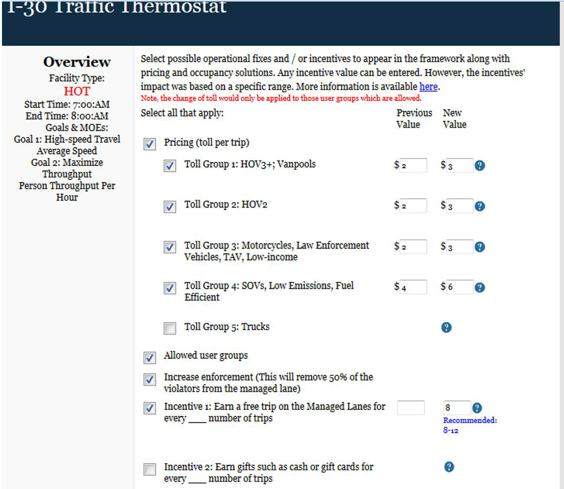 Traffic thermostat sample overview screen