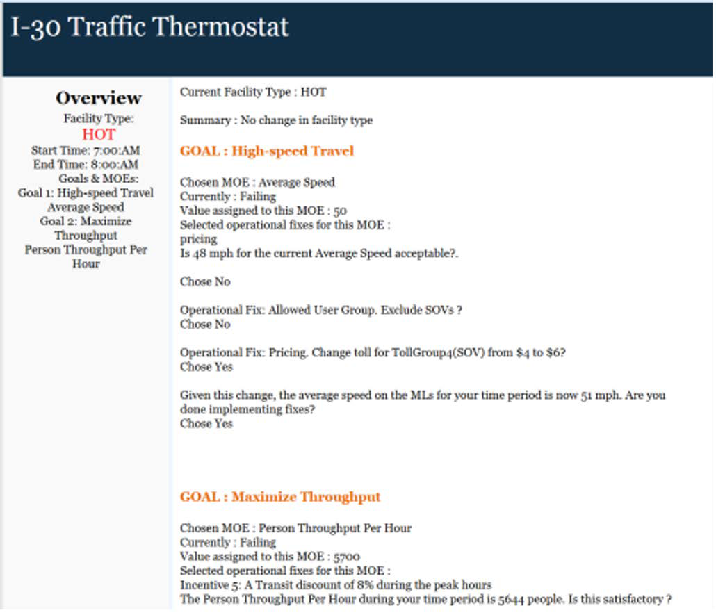 Traffic thermostat goal page example