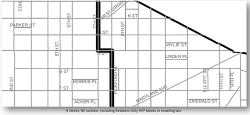 Map showing H Street area