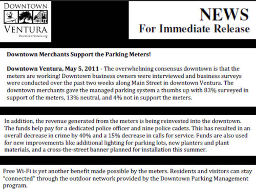 Ventura News Release - Merchants support meters