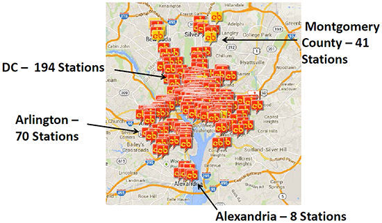 Map of Capital Bikeshare area