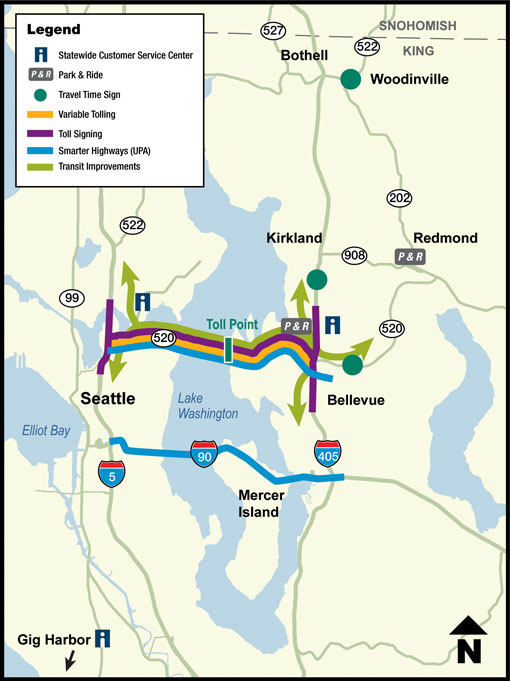 map of SR-520 project area