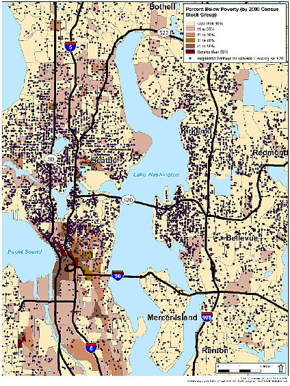 Study Area Map - SR 520 - with Poverty overlay