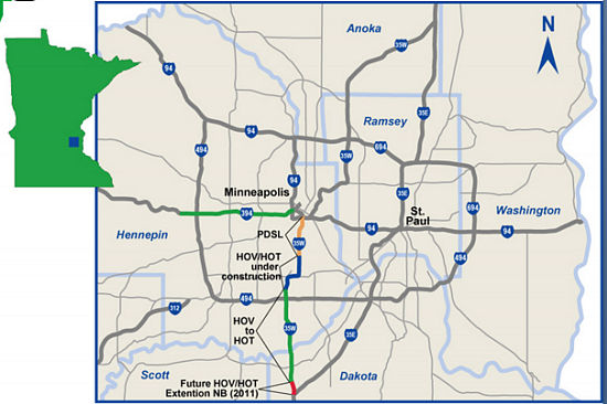 Map - Minnesota Managed lanes